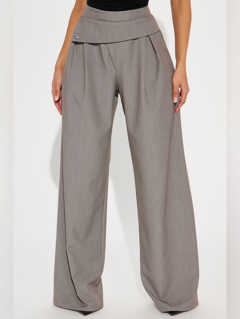 Wide-Leg High-Waist Pants in Grey
